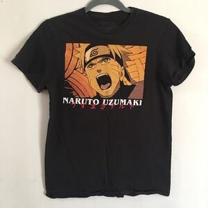 BOGO💚 Vintage NARUTO UZUMAKI Black Short Sleeve Anime Tee Shirt: Size
